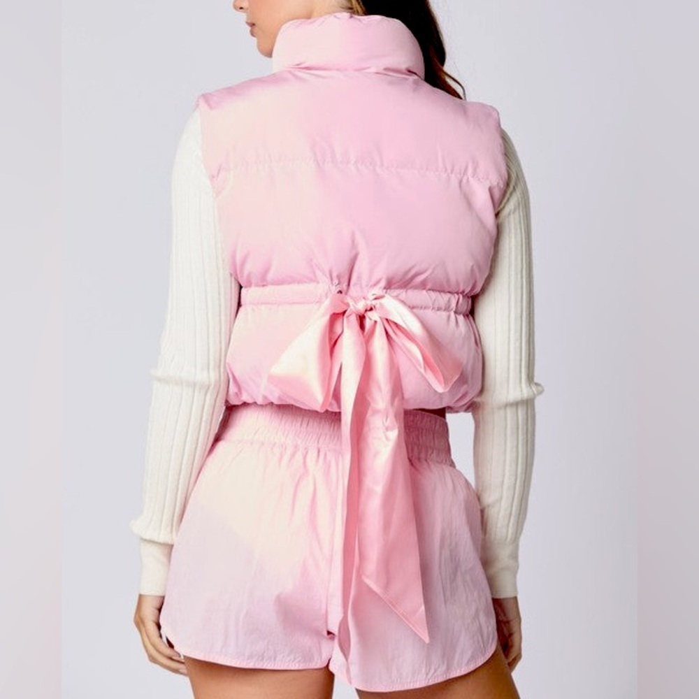 Pink Puffer Vest with Bow Detail (only one left!)
